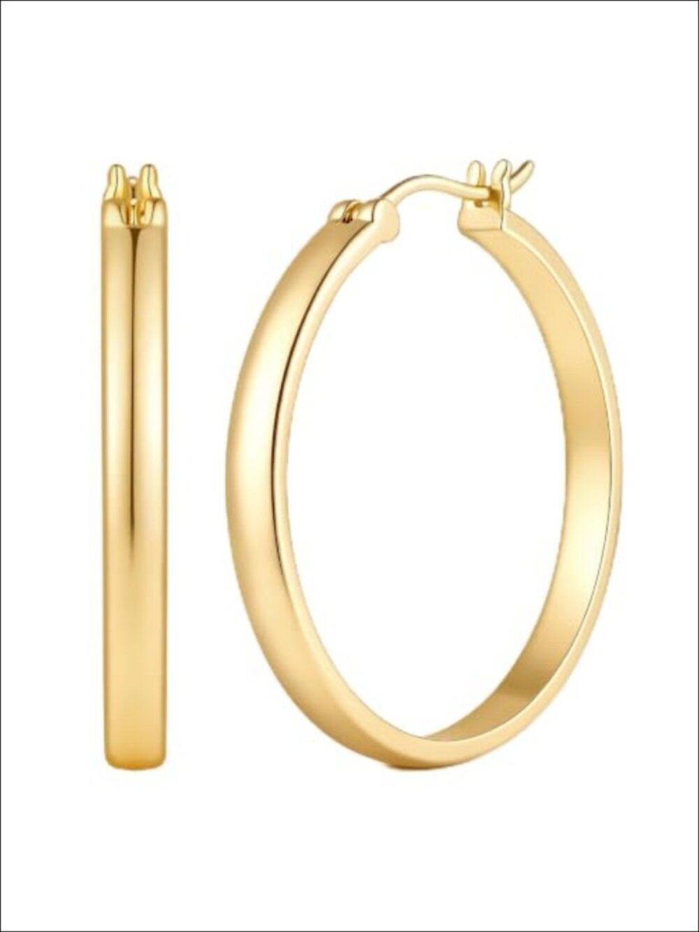 14K Gold Plated Hoop Earrings Latch Back 15-40mm